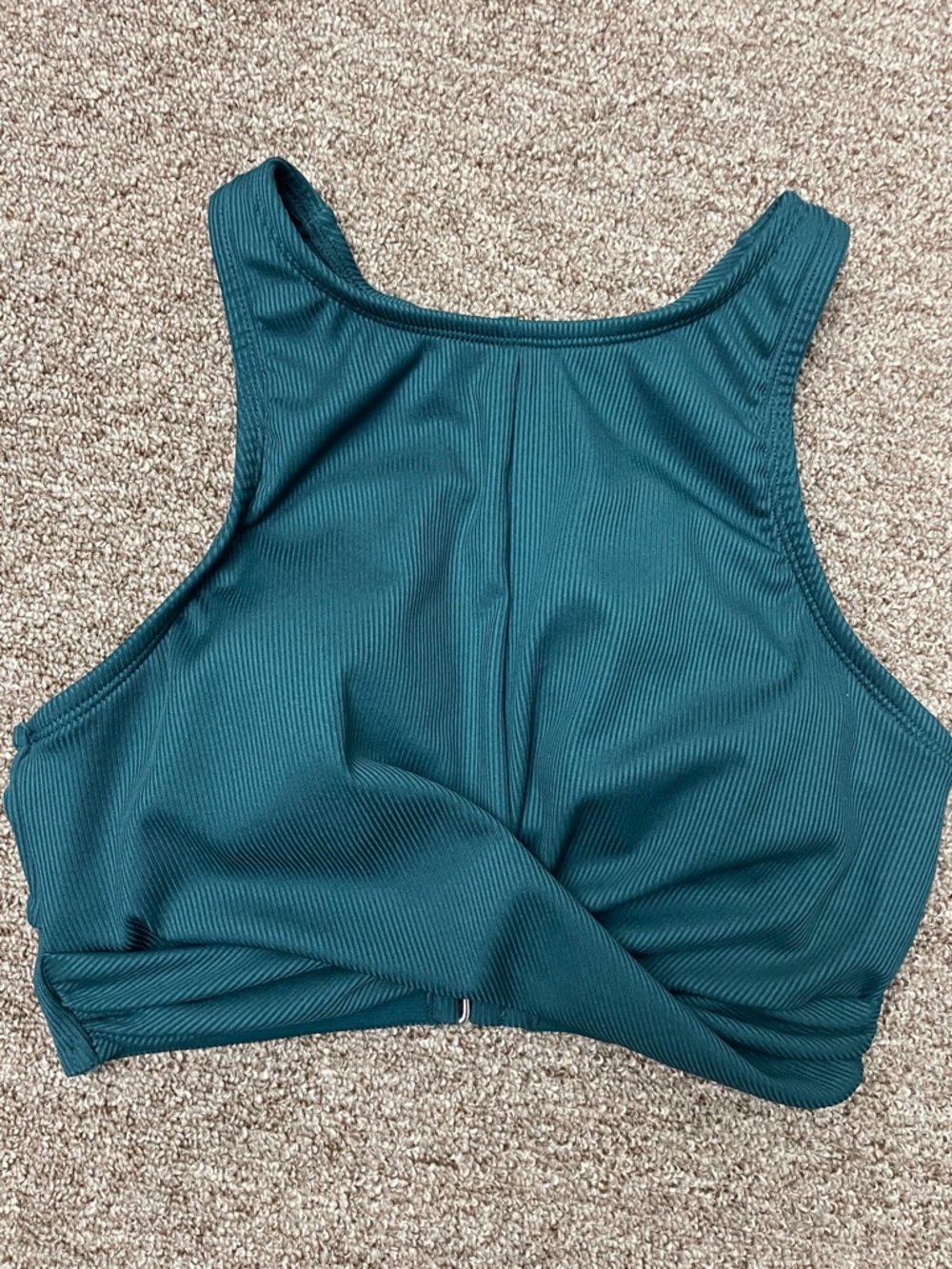 Teal Ribbed Twist-Front Crop Top woman size S